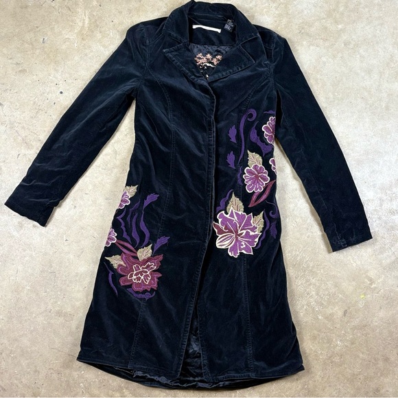 Women's Size 27 Buffalo David Bitton Floral Embroidered Pea Coat - Picture 1 of 7